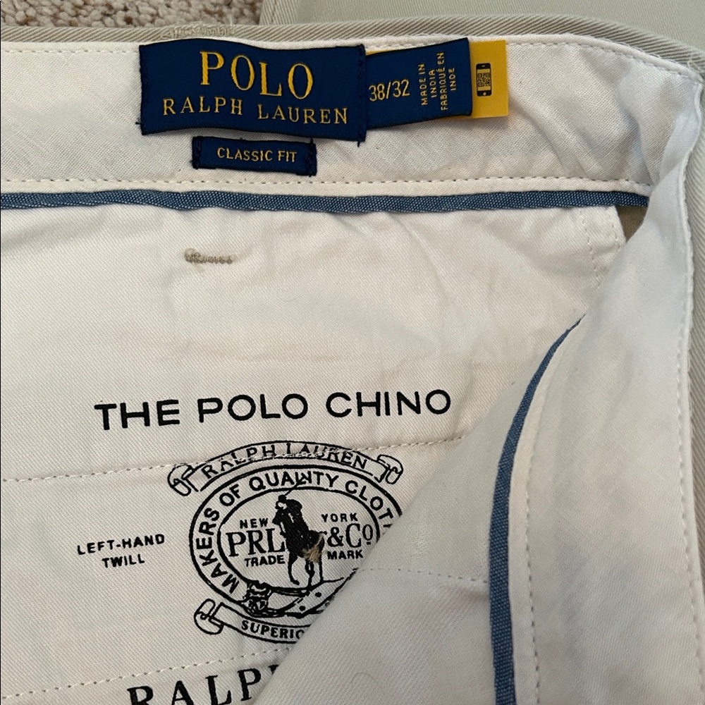 Polo by Ralph Lauren Men's Khaki Chinos NWT Classic Fit W38 L32 Coin Pocket - Picture 3 of 11